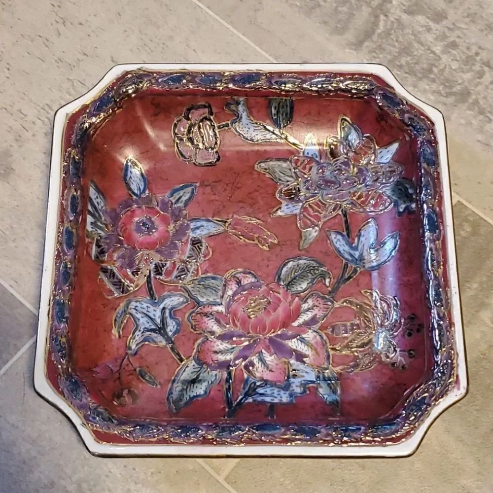 Vintage Porcelain Floral Decor Dish